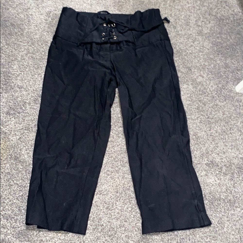 Spring Street Lace Up Black Capris